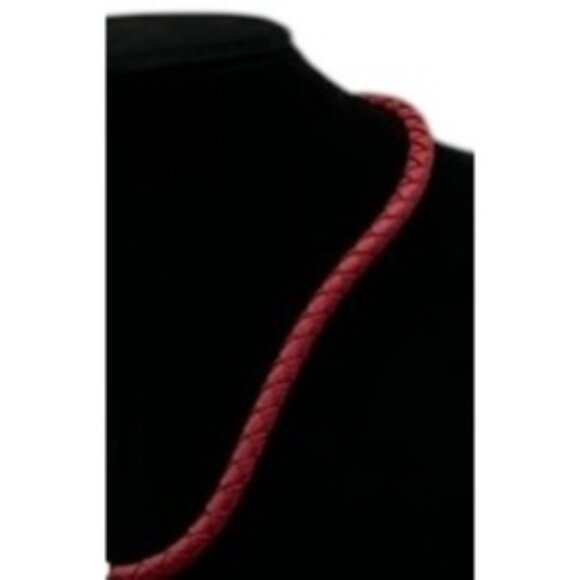 Red Braided Cord Necklace Silver Tone Heart Pendant Red Center Stone Womens - Picture 3 of 8